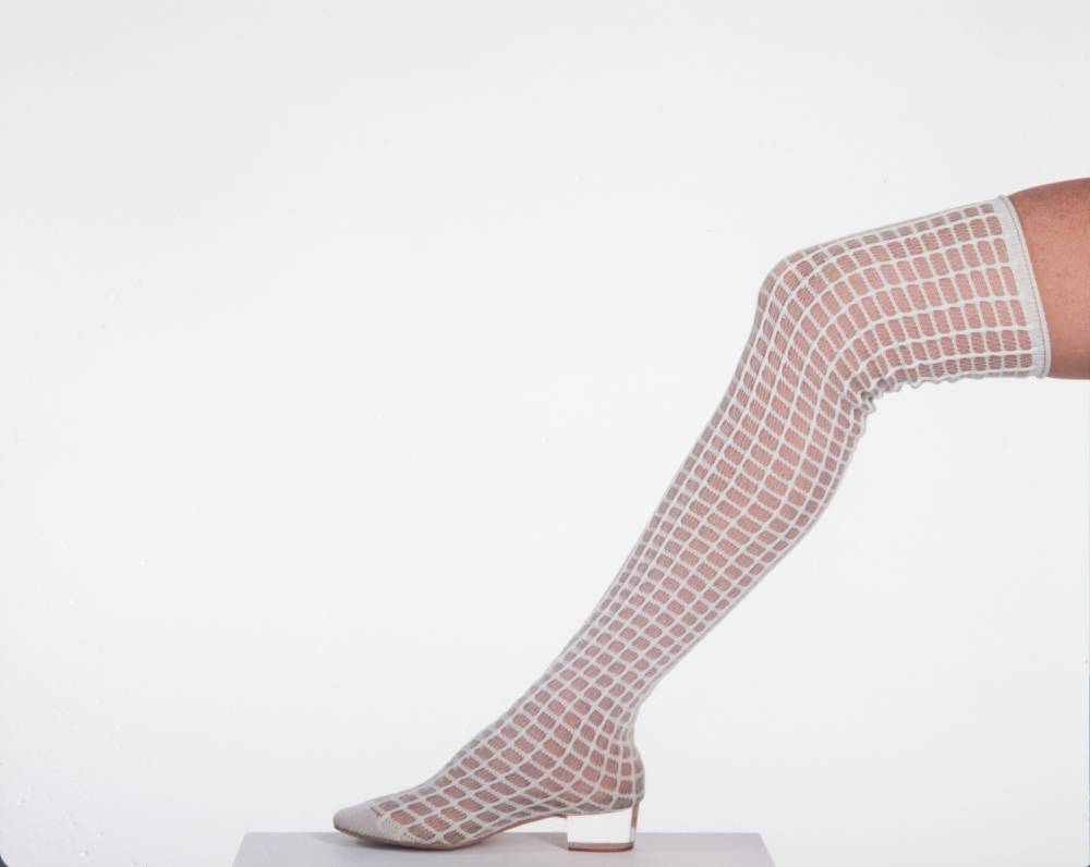  Herbert and Beth Levine, Mesh Stocking Boot with Lucite Heel  