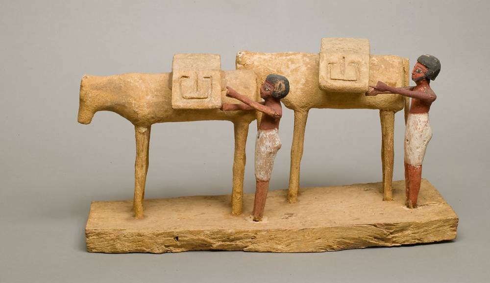  Model of Two Donkeys with Drivers , 2030-1850 BC 