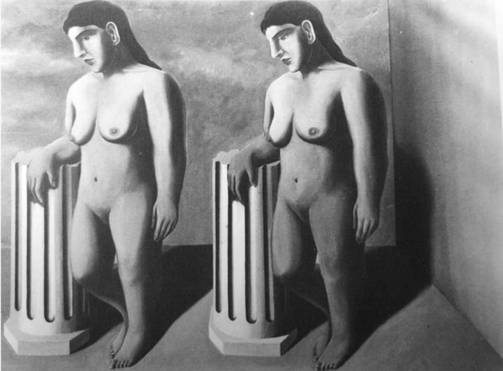  René Magritte , The Enchanted Pose (without restored colors), 1927 
