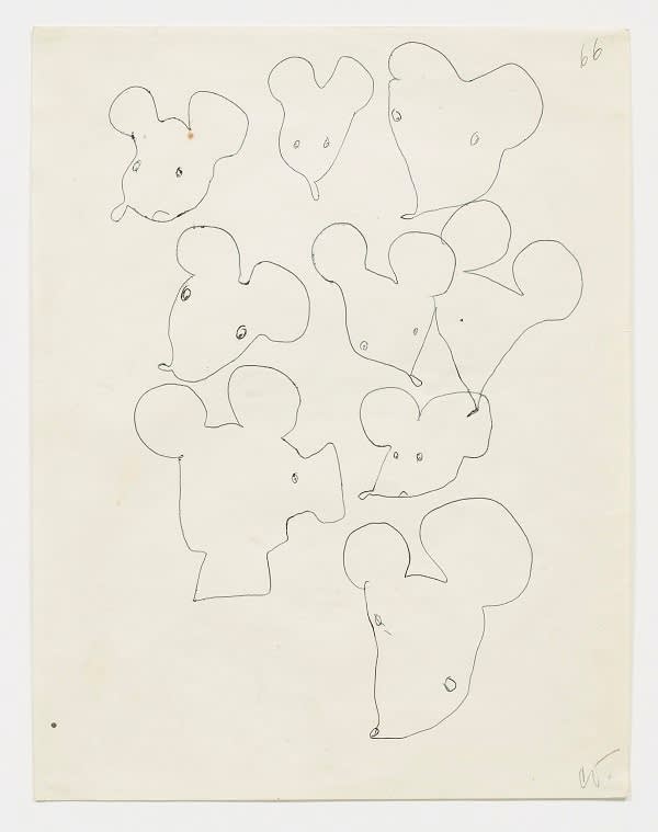  Claes Oldenburg, Mouse Head Variations, Notebook Page, 1966 