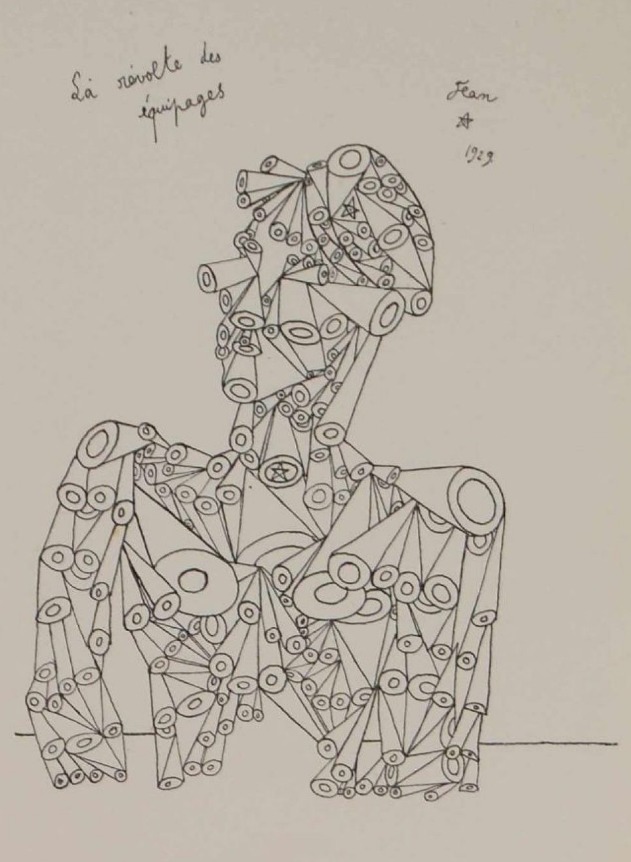 Jean cocteau opium drawing  1919  la r  volte des   quipages