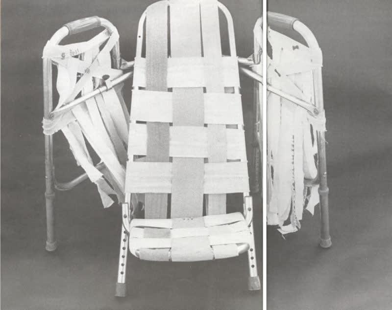 Carol jacque  beach chair with wings  1992  walkers  ace bandages 
