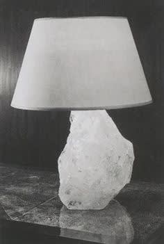 Table lamp mounted on a quartz base  parchment shade  ca 1925 jmf