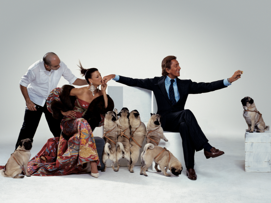  Jean-Paul Goude, Valentino with Linda Evangelista and his Pugs, Harper's Bazaar, 2003 