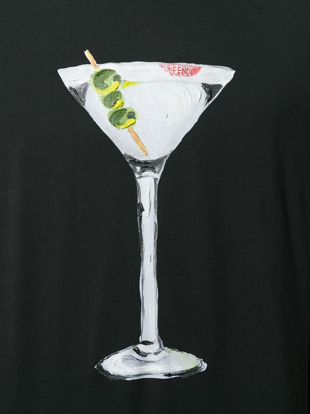  Fendi , Black Martini Printed T-shirt 