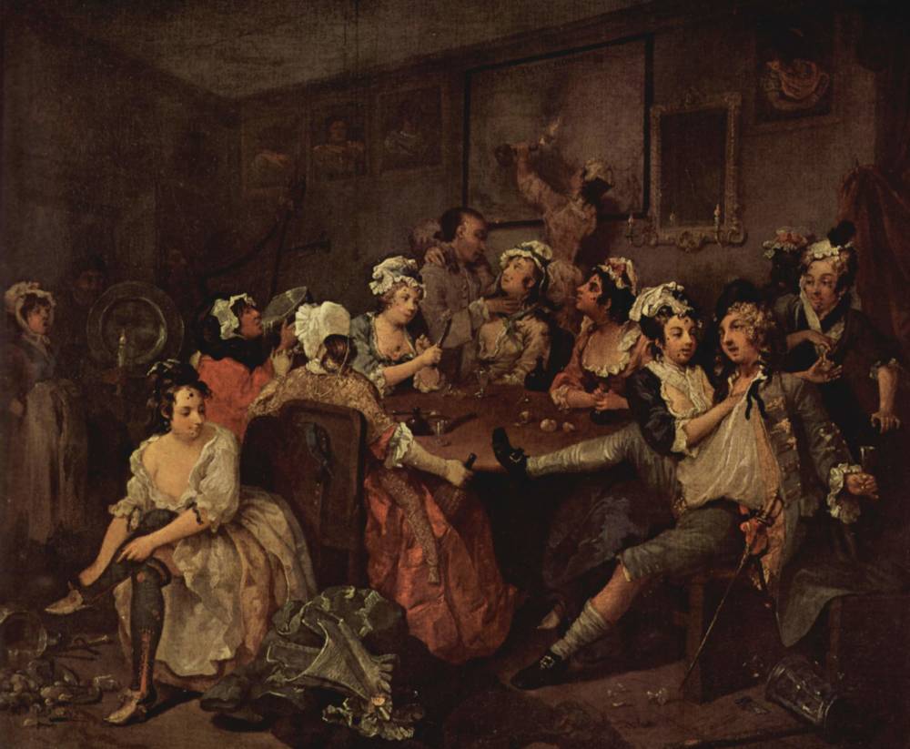  William Hogarth , Tavern Scene, 1735 