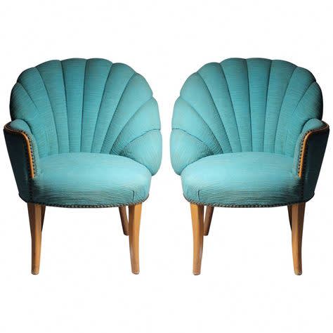  Shell Back Arm Chairs, Art Deco, 1920s  