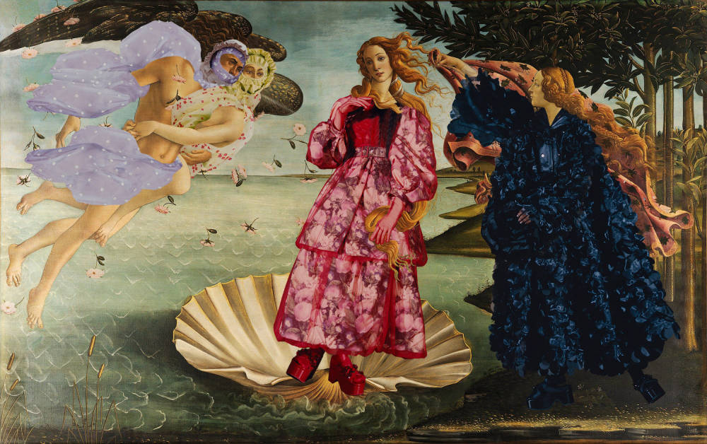  Sandro Botticelli , The Birth of Venus (in Moncler by Simone Rocha), 1485 