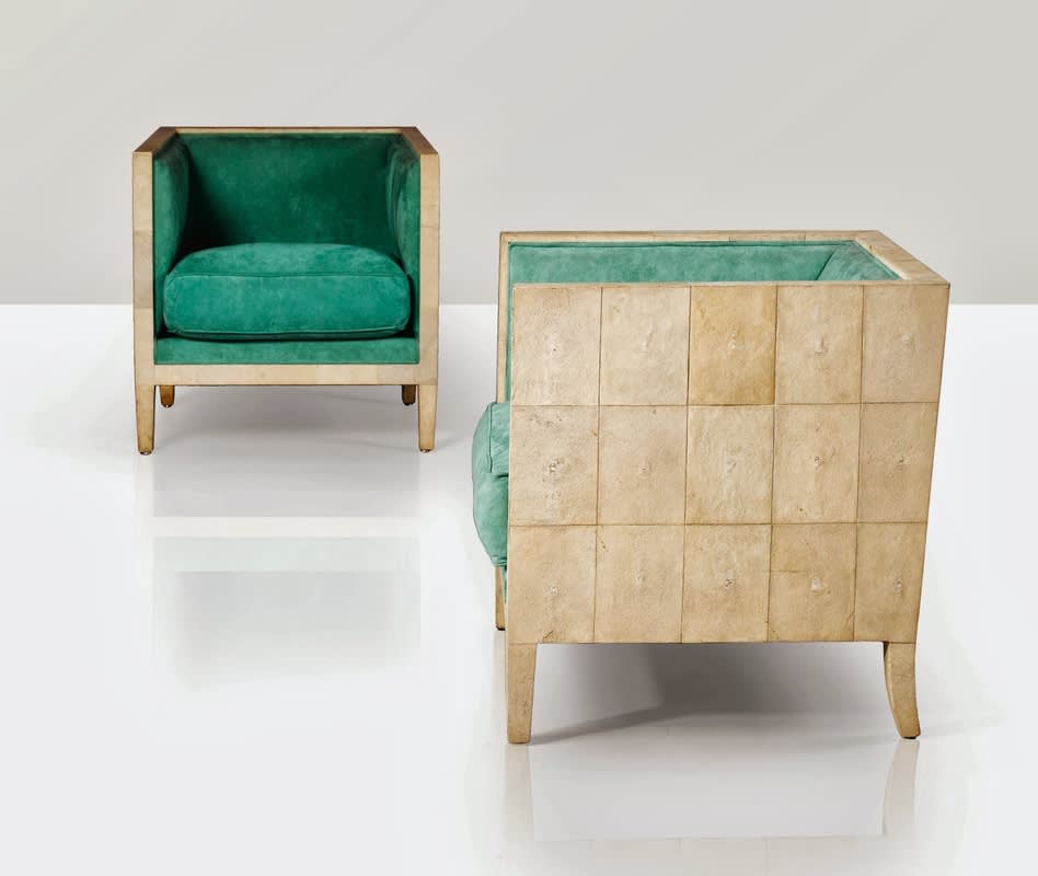  Jean-Michel Frank, Pair of Shagreen Covered Armchairs, 1928 