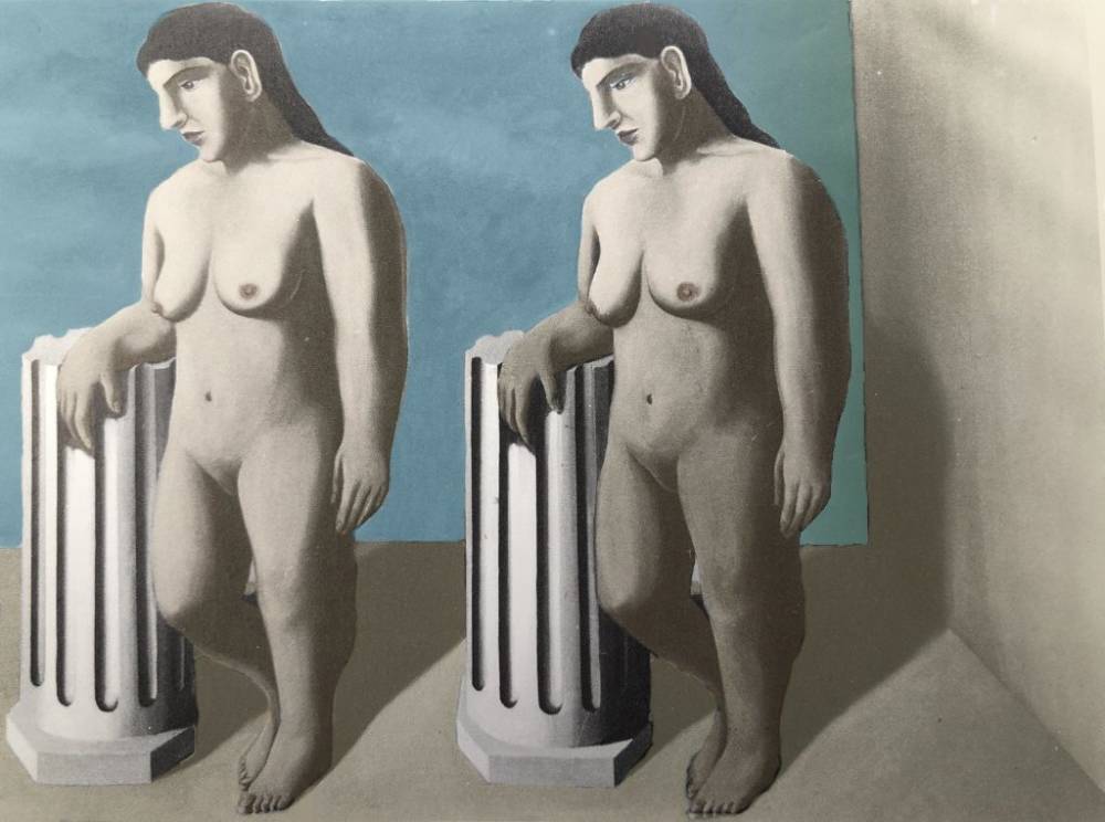 Rene   magritte  the enchanted pose with restored colors