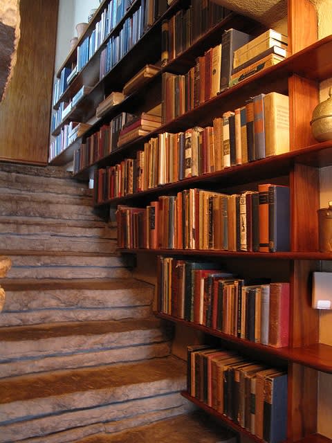  Frank Lloyd Wright , Bookcase and Stone Stairway 