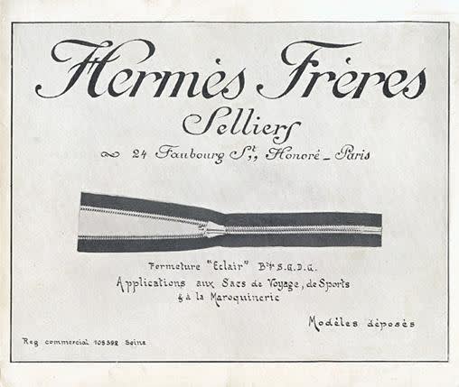  Hermès , Sliding Zipper Patent, 1916 