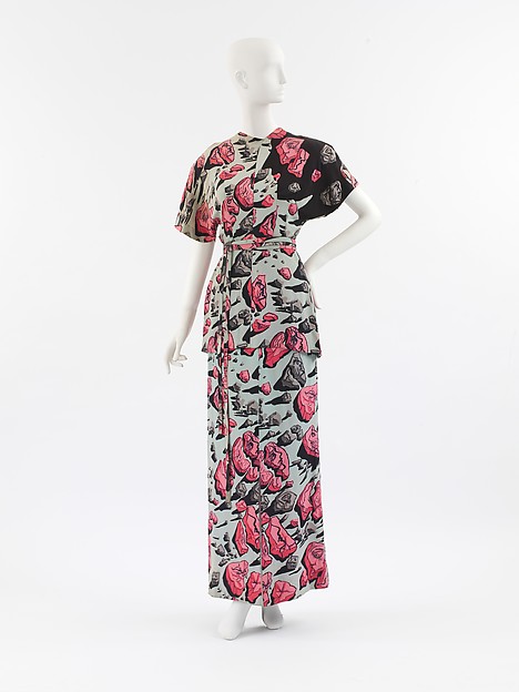 Gilbert adrian dress  textile by salvador dali  1947