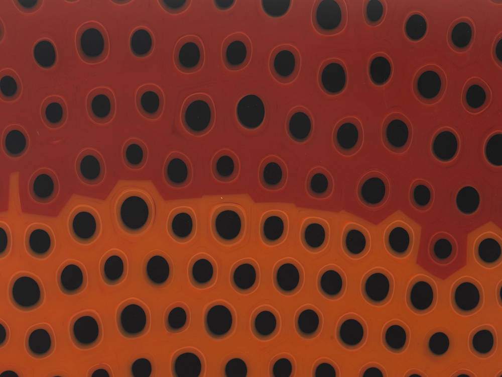  Marc Neson , Red Murrine Glass Table Detail, 2019 - Image Courtesy of Gagosian Gallery 