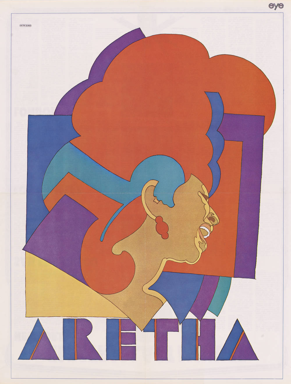  Milton Glaser , Aretha Franklin, Color Photolithographic Poster, 1968 