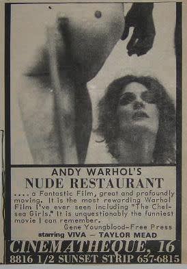  Andy Warhol, Film Poster for Nude Restaurant 