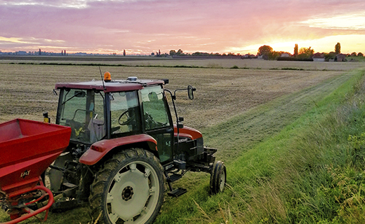 A farmer in Italy uses the Trimble GFX-350 display to add precision to their tractor.