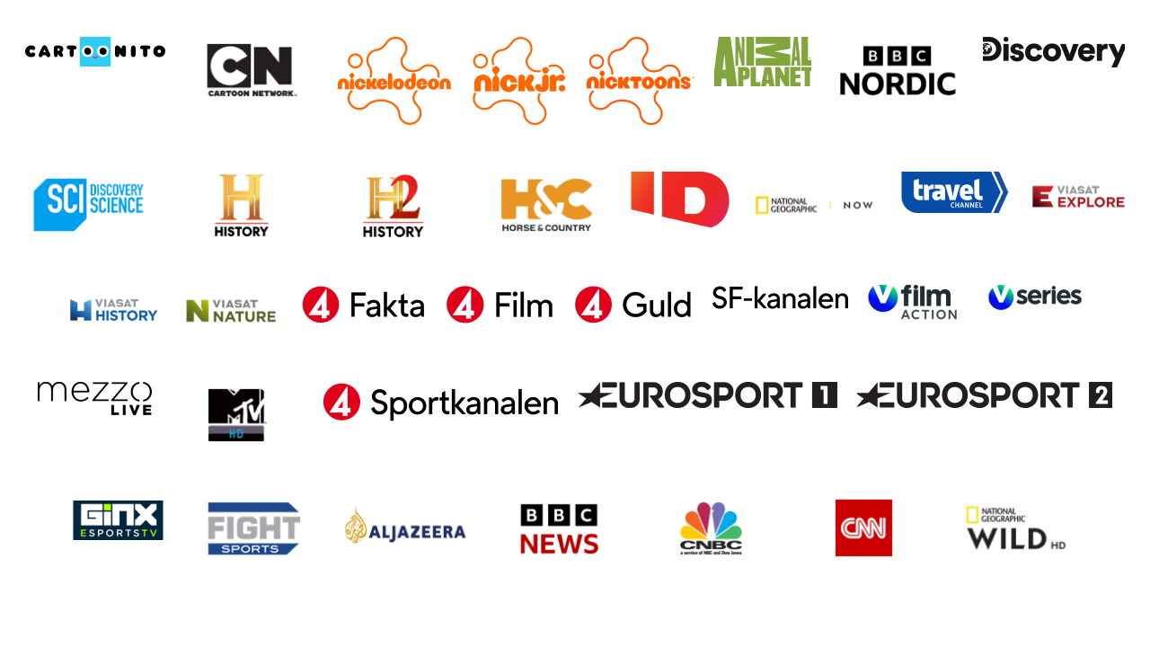 Bild på vilka kanaler som ingår i Tv Silver Flex