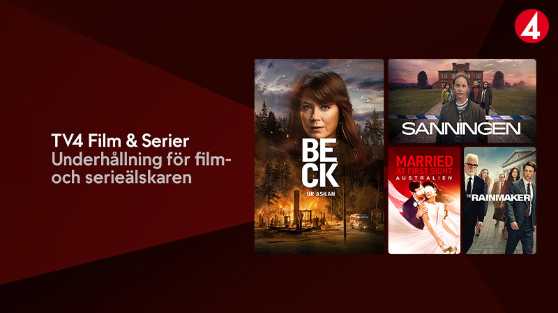 Reklamaffisch för TV4 Film & Serier med bilder från olika produktioner.