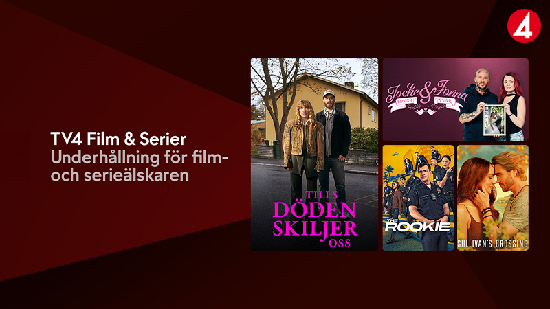 Reklamaffisch för TV4 Film & Serier med bilder från olika produktioner.