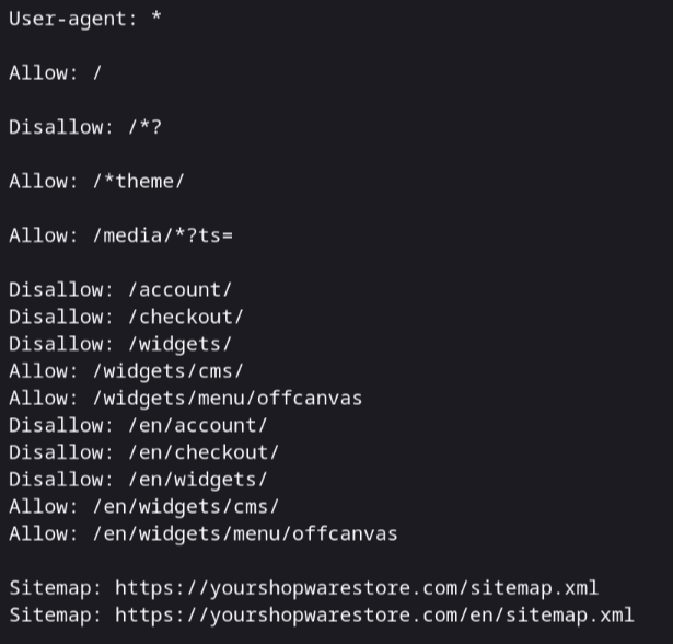auto generated robots.txt in Shopware auto generated robots.txt in Shopware