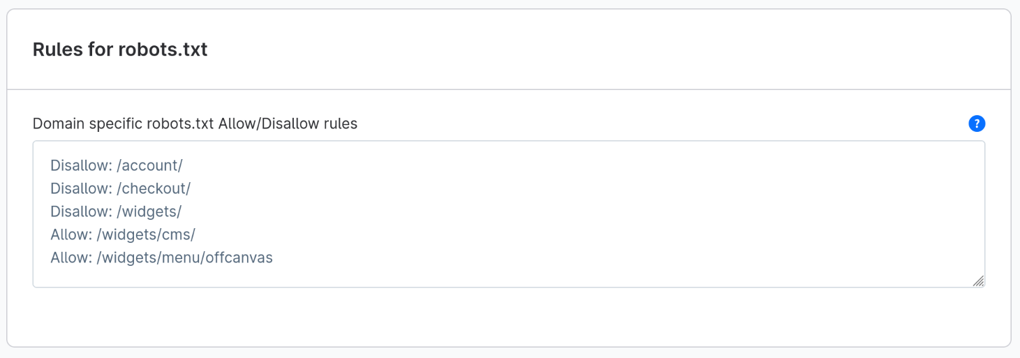 adjust robots.txt parameters in Shopware admin adjust robots.txt parameters in Shopware admin