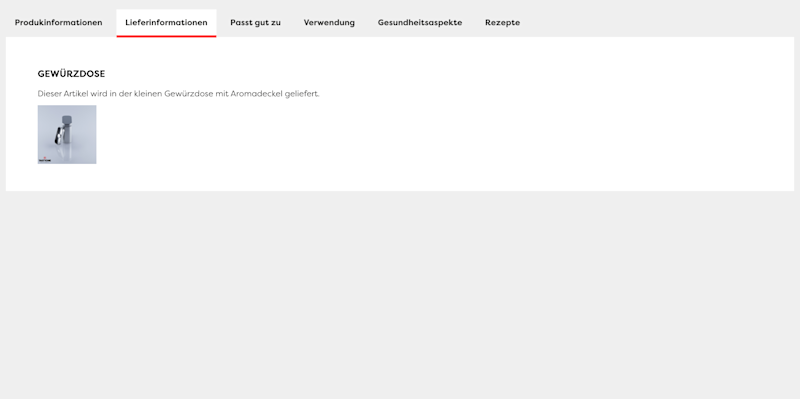 Tastyone – Artikelinfos 2