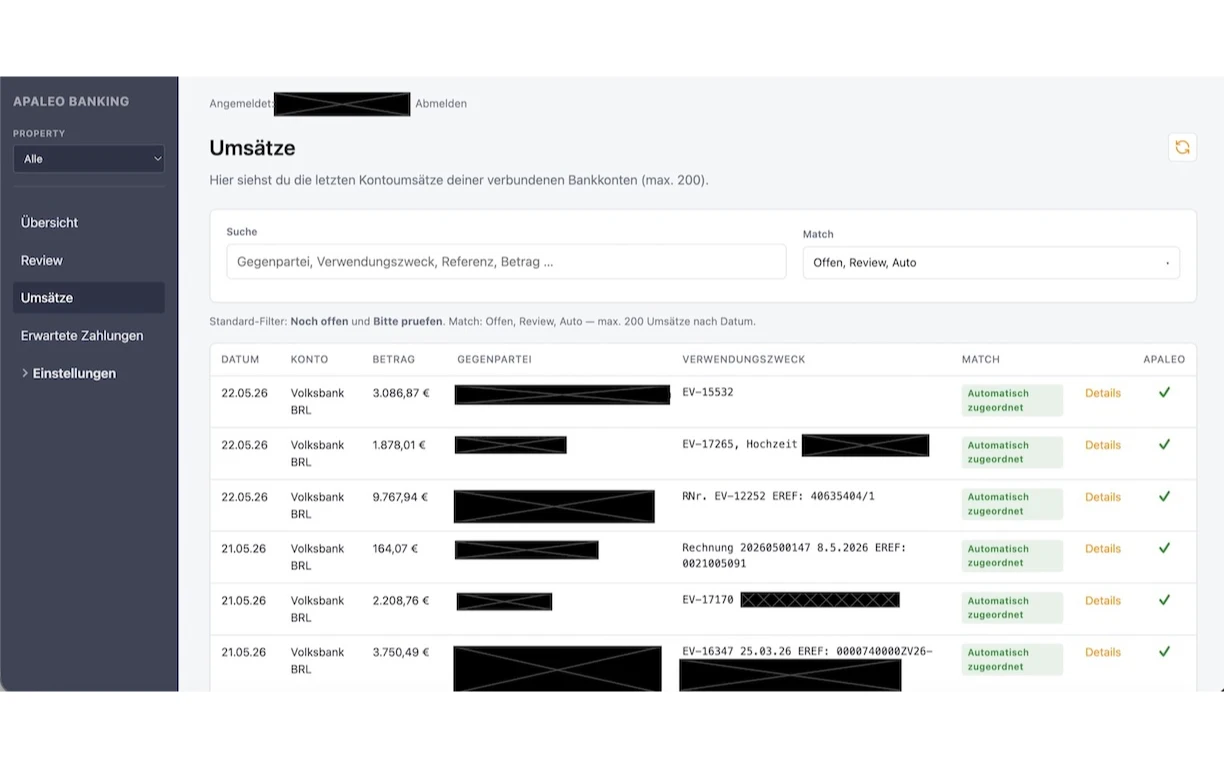 Reconciliated invoices and advance payments
