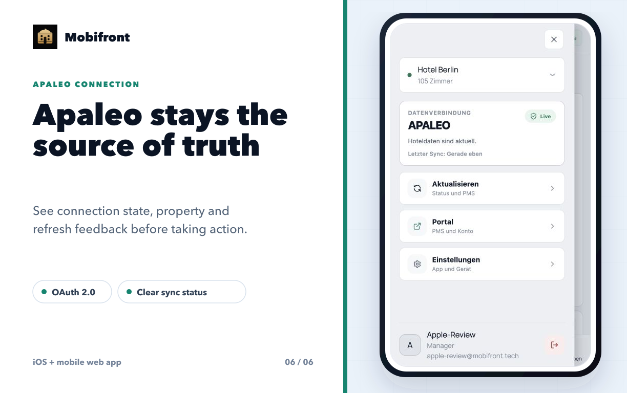 Apaleo remains the source of truth