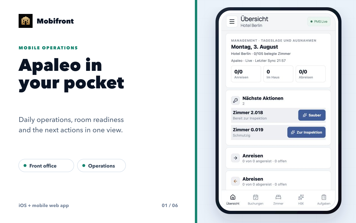 Mobifront mobile operations with Apaleo