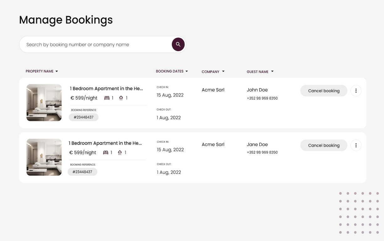 Manage Bookings