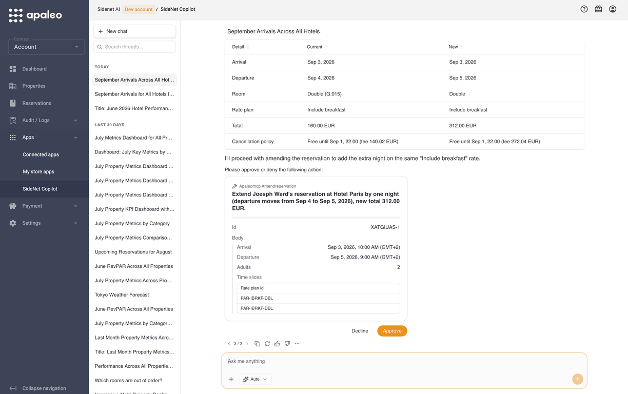 Initiate any action in plain language with built in approvals