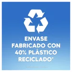 envase infográfico fabricado con 40% plastico reciclado excepto el tapon