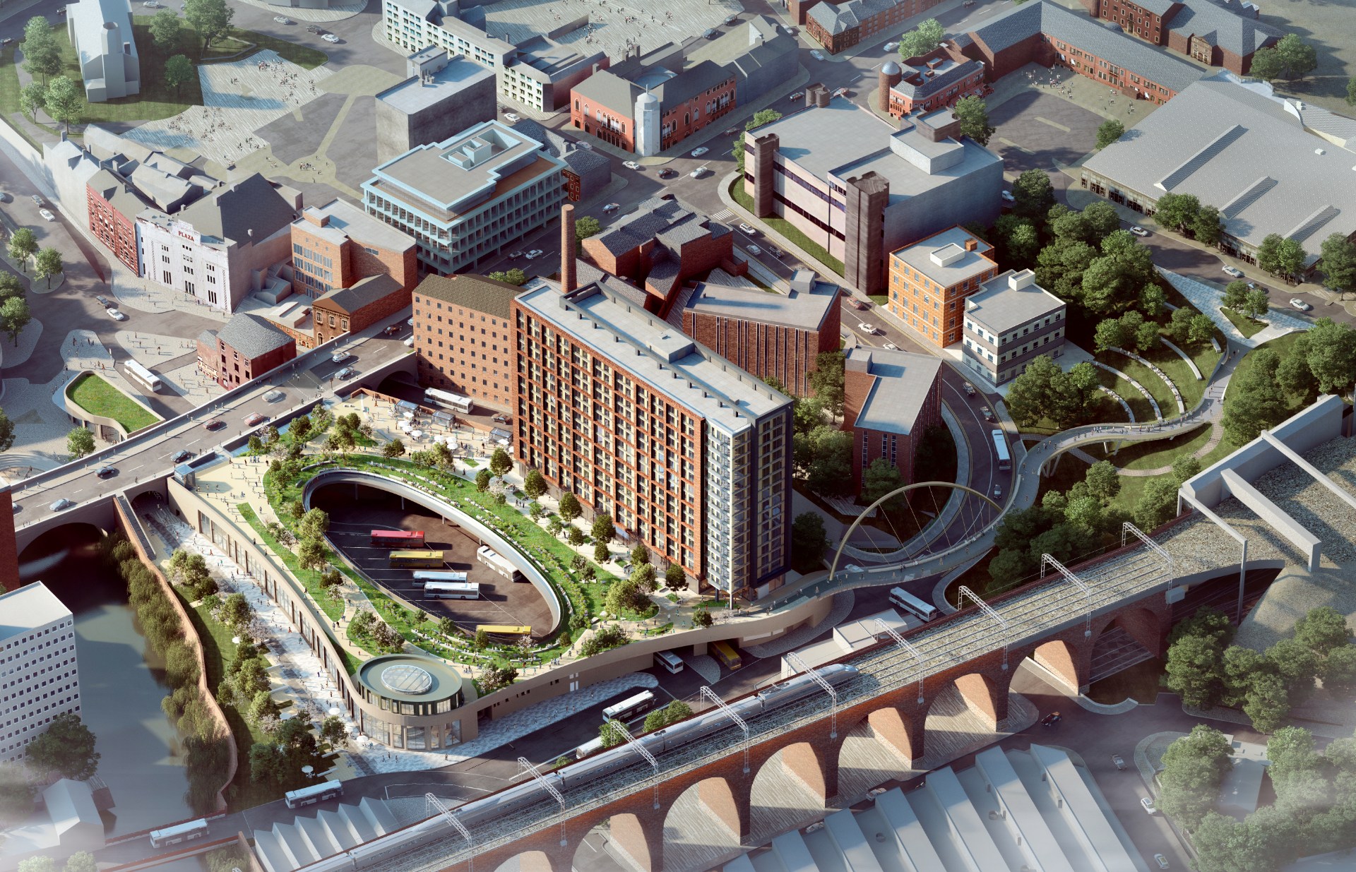 An aerial artist's impression of the new interchange