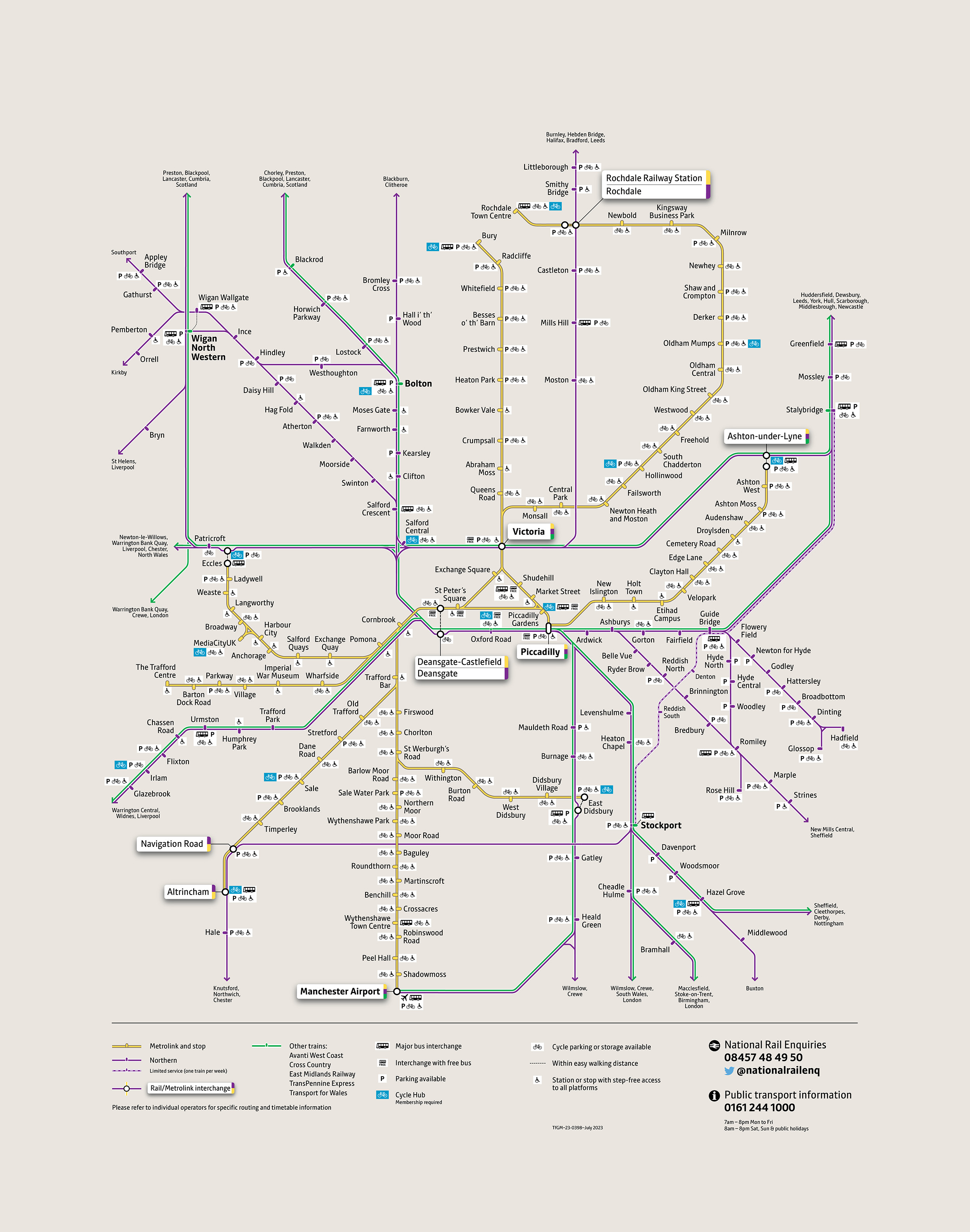 Greater Manchester Train Network Map Bee Network Powered By Tfgm