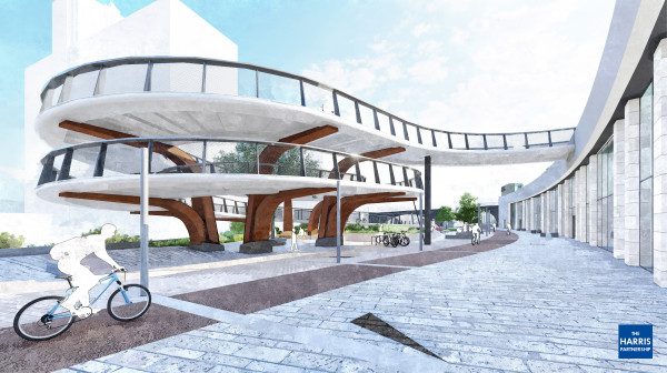 View of stockport interchange ramp from ground level