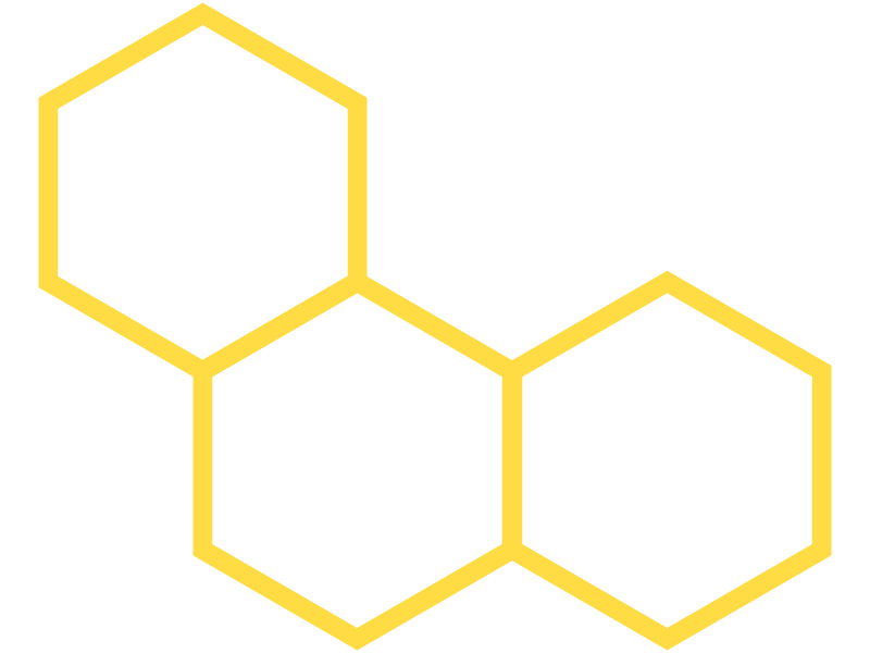 Graphic of three hexagons that make up a honeycomb design