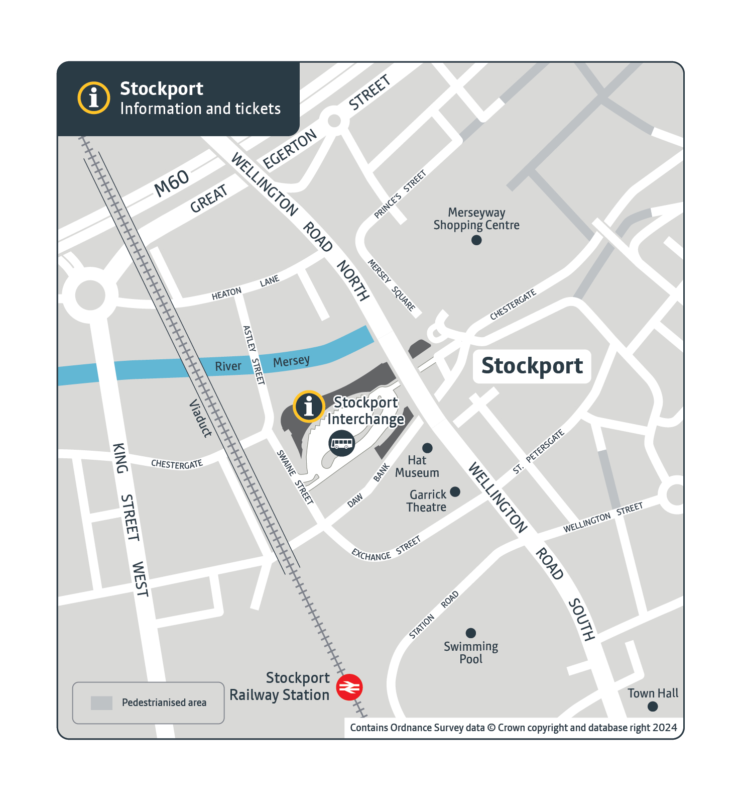 Map of information and ticket office at stockport interchange