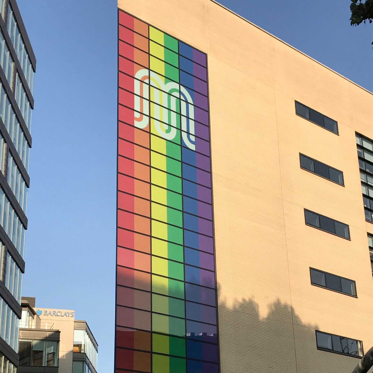 Building banner with blue sky