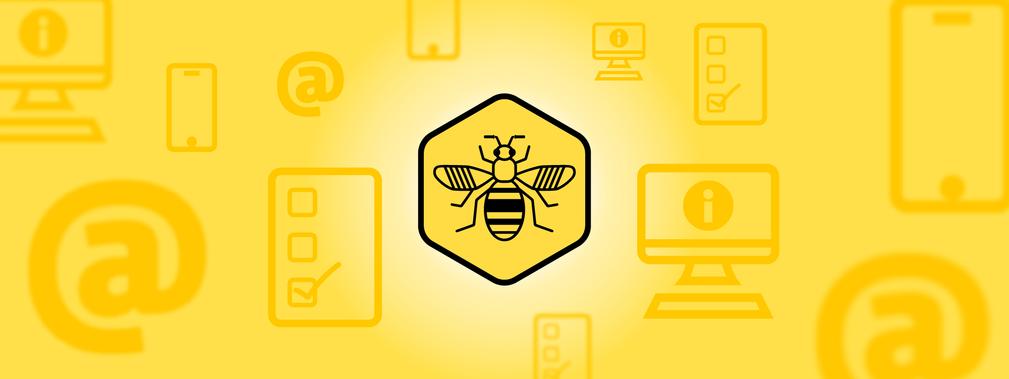 The bee network logo with icons