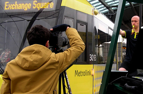 Filming at a Metrolink station