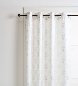 white curtain panel with pattern