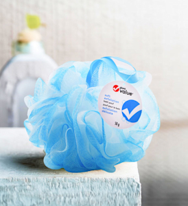 Blue bath pouf