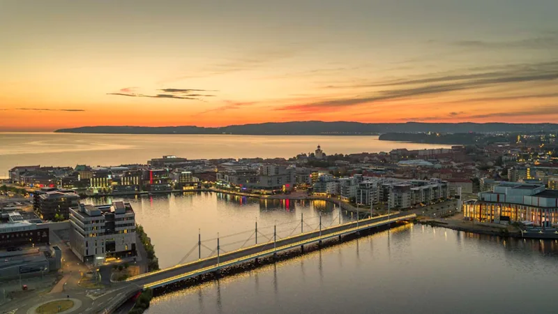 morning lights hit jonkoping city