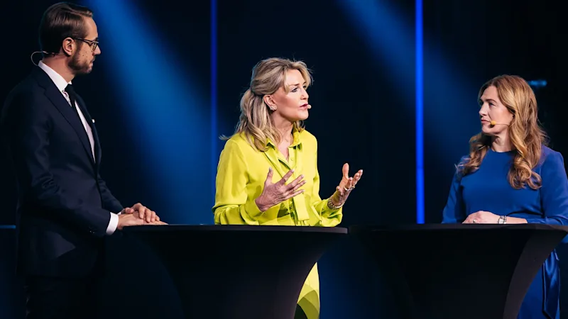 Katalin Paldeak in a panel discussion.