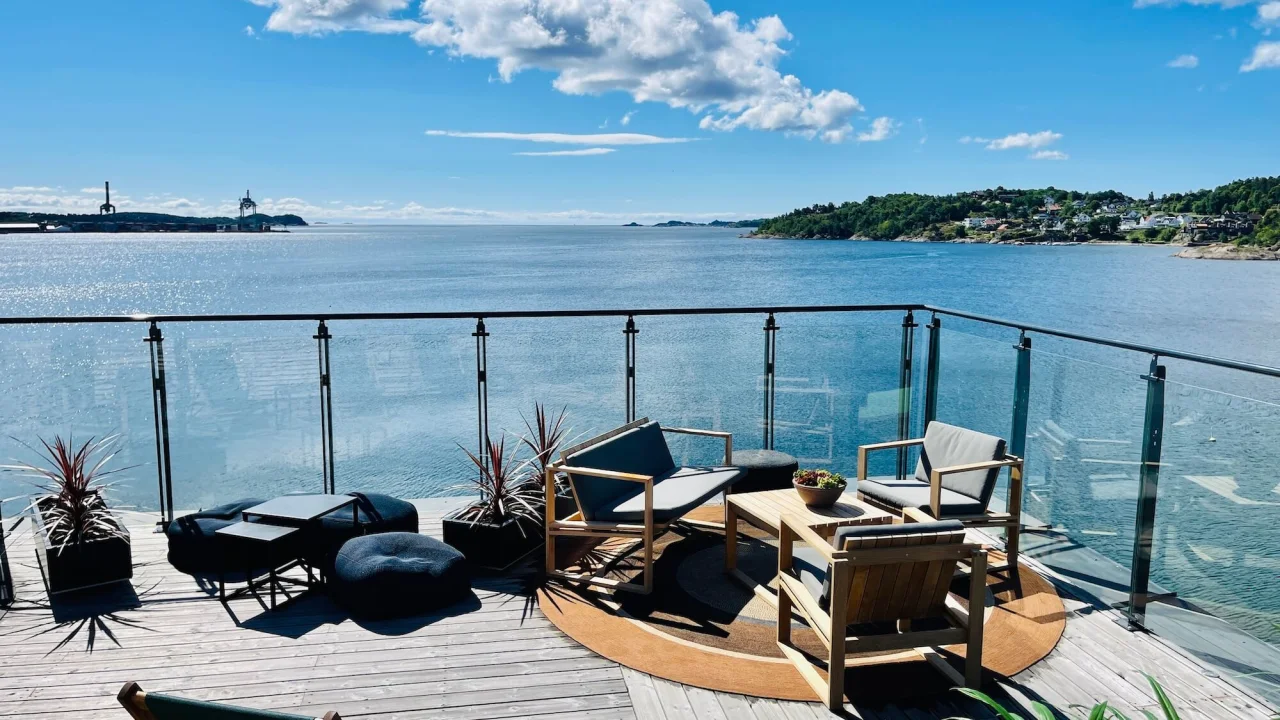 Ocean view from the terrace at Farris Bad in Larvik.