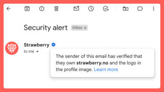 Blue verification mark and logotype email