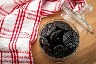 Licorice candy in a bowl