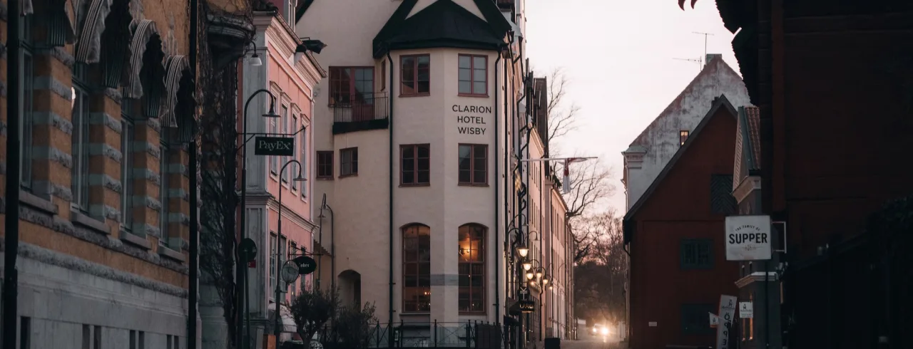 Clarion Hotel Wisby in the evening light at Visby, Gotland