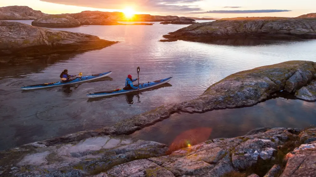  Two paddling in the Nordic evening sun